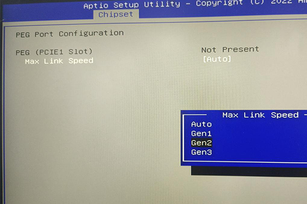 7430在pcie1槽位插入x4的網卡需要更改BIOS下pcie的帶寬